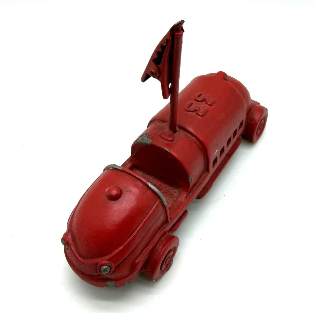 Cast Iron Racer #33 Toy Car Small Red Vintage 1940s-1950s Paperweight Cardholder